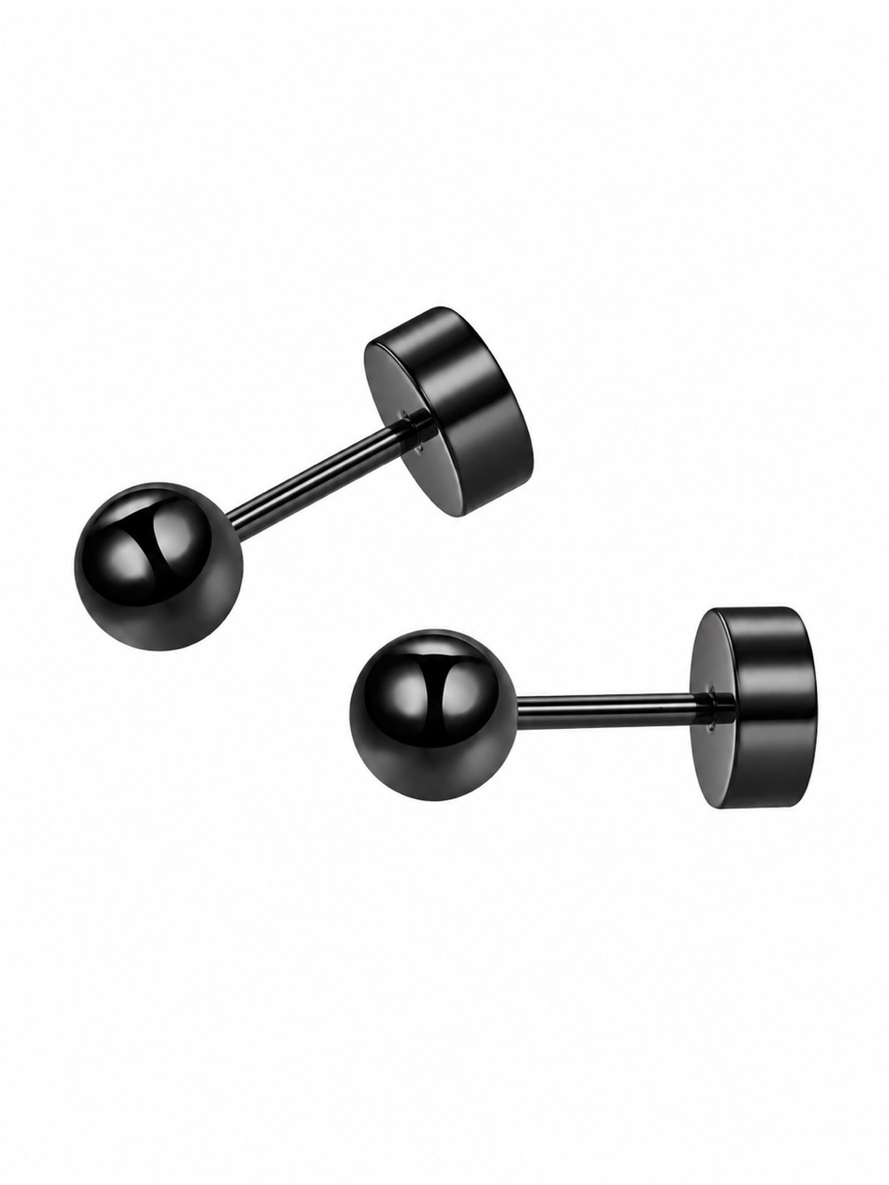 Black 4mm Ball Flat Back Stud Earrings 20G Cartilage Lobe